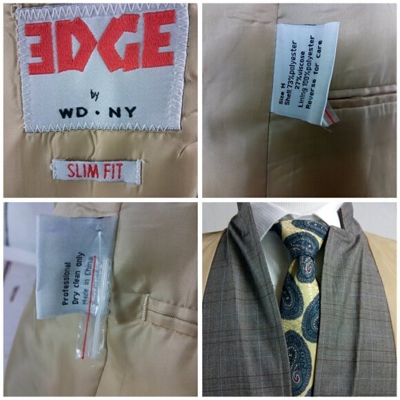 Edge By WD N.Y. Slim Fit Brown Glen Suit Blazer Sp - Picture 9 of 13